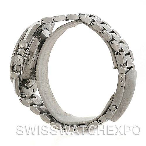 The image shows a side view of the bracelet and case of an Omega Speedmaster 3570.50.00 Men
s Stainless Steel Black Dial 3570.50.00 Men
s Stainless Steel Black Dial watch.