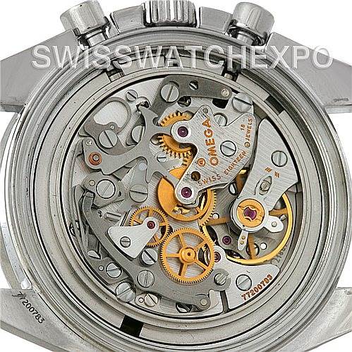 The image shows the inner movement mechanism of an Omega Speedmaster 3570.50.00 Men
s Stainless Steel Black Dial 3570.50.00 Men
s Stainless Steel Black Dial watch, viewed from the back case.