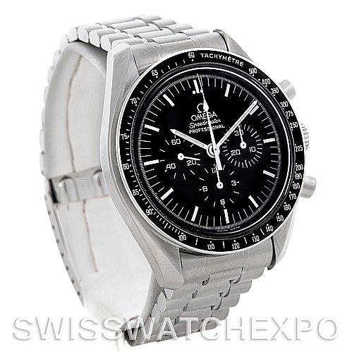 The image shows an Omega Speedmaster 3570.50.00 Men
s Stainless Steel Black Dial 3570.50.00 Men
s Stainless Steel Black Dial watch, featuring the case, bezel, dial, and bracelet at a three-quarter angle from the front.