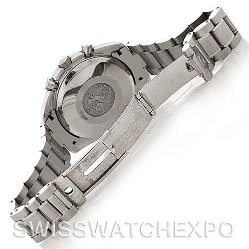 This image shows the back case and bracelet of the Omega Speedmaster 3513.53.00 Men
s Stainless Steel Black Dial 3513.53.00 Men
s Stainless Steel Black Dial watch from an angled rear view.
