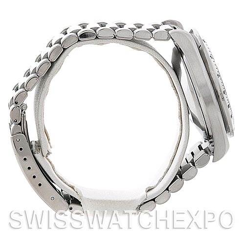 This image shows a side profile of the Omega Speedmaster 3511.50.00 Men
s Stainless Steel Black Dial 3511.50.00 Men
s Stainless Steel Black Dial watch, highlighting the case, bracelet, and clasp.