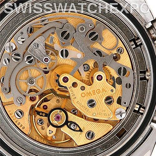 This close-up shows the inner mechanical movement of the Omega Speedmaster 3570.50.00 Men
s Stainless Steel Black Dial 3570.50.00 Men
s Stainless Steel Black Dial watch.