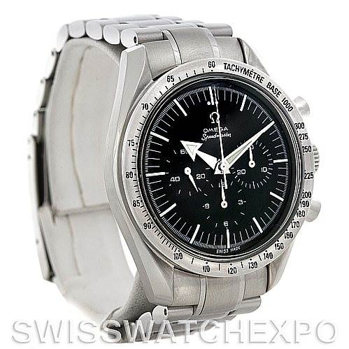 The image shows an Omega Speedmaster 3594.50.00 Men's Stainless Steel Black Dial 3594.50.00 Men's Stainless Steel Black Dial watch at a three-quarter angle, highlighting the dial, bezel, crown, and part of the bracelet.