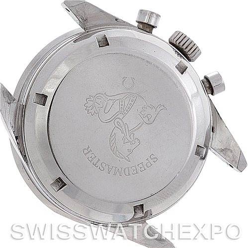 The image shows the back case and side pushers of an Omega Speedmaster 105.003-65 Men's Stainless Steel Black Dial 105.003-65 Men's Stainless Steel Black Dial watch.