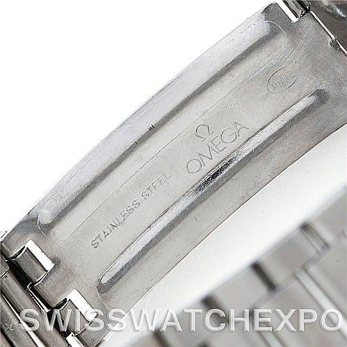 The image shows a close-up of the stainless steel bracelet clasp of an Omega Speedmaster 105.003-65 Men's Stainless Steel Black Dial 105.003-65 Men's Stainless Steel Black Dial watch.
