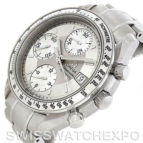 The Omega Speedmaster 3513.30.00 Men
s Stainless Steel Silver Dial 3513.30.00 Men
s Stainless Steel Silver Dial watch is shown at a slight angle, highlighting the face, bezel, crown, and chronograph pushers.