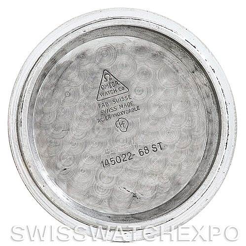 This image shows the inner case back of an Omega Speedmaster 145.022 Men
s Stainless Steel Black Dial 145.022 Men
s Stainless Steel Black Dial watch, displaying model markings and specifications.