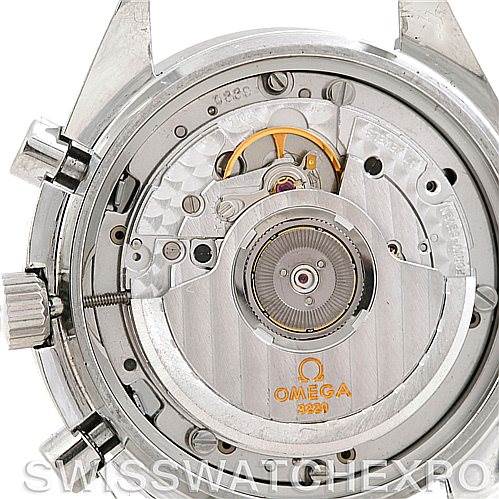 This image shows the back view of the Omega Speedmaster 3510.50.00 Men
s Stainless Steel Black Dial 3510.50.00 Men
s Stainless Steel Black Dial watch, revealing the intricate mechanical movement inside.