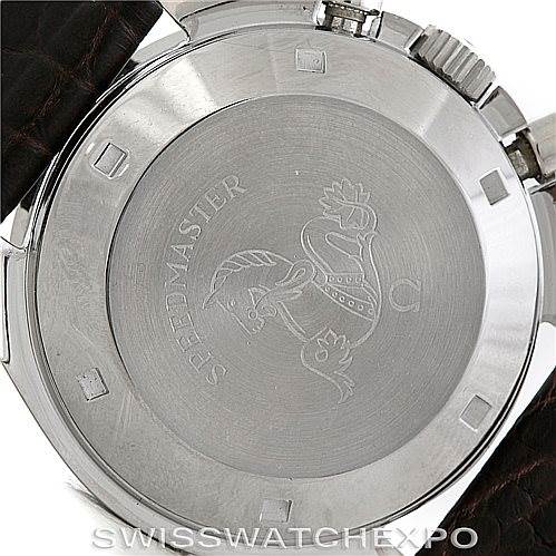 The image shows the back case of an Omega Speedmaster 145.022-69 Men
s Stainless Steel Black Dial 145.022-69 Men
s Stainless Steel Black Dial watch, featuring an engraved design and text.