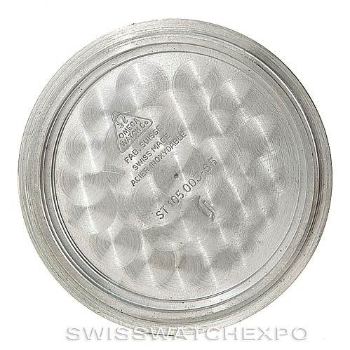 This image shows the inside case back of an Omega Speedmaster 105.003-65 Men
s Stainless Steel Black Dial 105.003-65 Men
s Stainless Steel Black Dial watch, with engravings indicating its specifications.