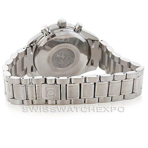 The image shows the back case and bracelet of an Omega Speedmaster 3513.30.00 Men
s Stainless Steel Silver Dial 3513.30.00 Men
s Stainless Steel Silver Dial watch, viewed from the rear angle.