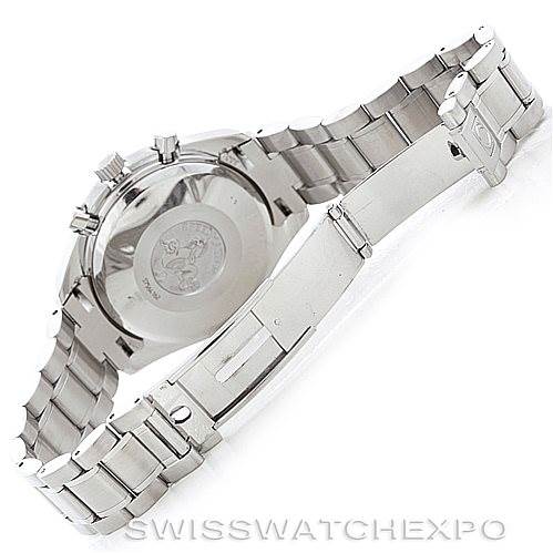 The image shows the back case and bracelet of an Omega Speedmaster 3513.50.00 Men
s Stainless Steel Black Dial 3513.50.00 Men
s Stainless Steel Black Dial watch with the clasp open.