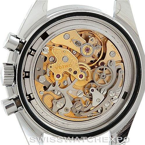 This image shows the Omega Speedmaster 3590.50.00 Men
s Stainless Steel Black Dial 3590.50.00 Men
s Stainless Steel Black Dial watch from the back, highlighting its intricate mechanical movement and internal components.