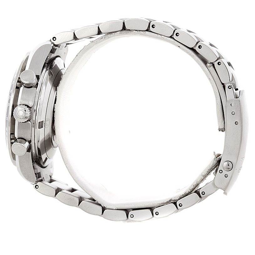 The image shows a side profile of the Omega Speedmaster 3210.51.00 Men's Stainless Steel Black Dial 3210.51.00 Men's Stainless Steel Black Dial watch, focusing on the bracelet and side view of the case and pushers.