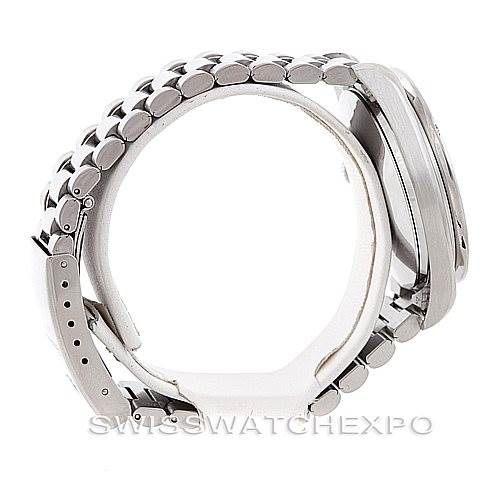 This image shows a side angle view of the Omega Speedmaster 3510.50.00 Men
s Stainless Steel Black Dial 3510.50.00 Men
s Stainless Steel Black Dial watch, focusing on the bracelet and case.