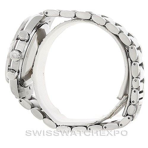 The image shows a side view of an Omega Speedmaster 3523.80.00 Men's Stainless Steel Blue Dial 3523.80.00 Men's Stainless Steel Blue Dial watch, featuring its clasp and bracelet.