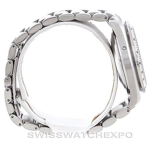 The image shows a side view of the Omega Speedmaster 3523.80.00 Men's Stainless Steel Blue Dial 3523.80.00 Men's Stainless Steel Blue Dial watch, highlighting its profile and bracelet links.