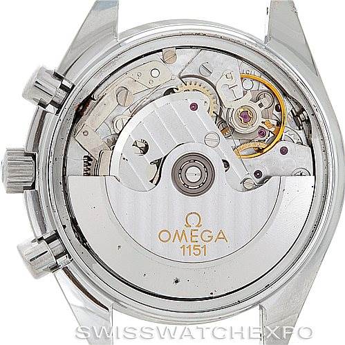 The image shows the movement and internal mechanism of the Omega Speedmaster 3523.80.00 Men's Stainless Steel Blue Dial 3523.80.00 Men's Stainless Steel Blue Dial watch, highlighting the caliber 1151.
