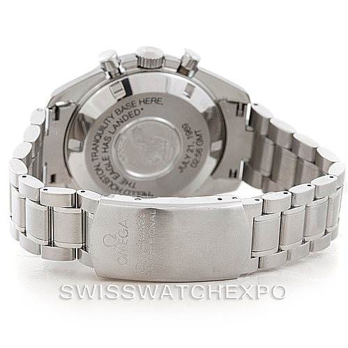 The image displays the back case and clasp of the Omega Speedmaster 3560.50.00 Men
s Stainless Steel Black Dial 3560.50.00 Men
s Stainless Steel Black Dial watch.