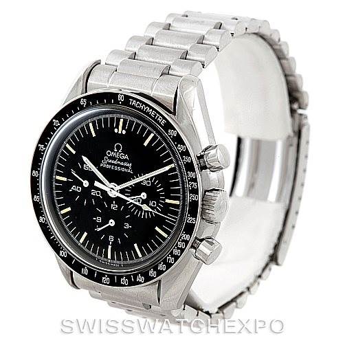 The Omega Speedmaster 3592.50.00 Men
s Stainless Steel Black Dial 3592.50.00 Men
s Stainless Steel Black Dial watch is shown at a slight angle, displaying its face, bezel, and stainless steel bracelet.