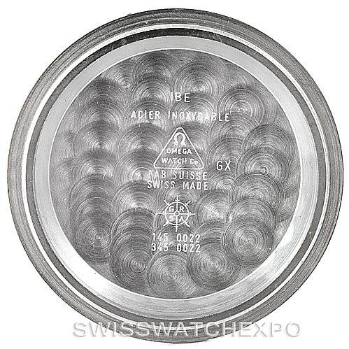 This image shows the inner case back of an Omega Speedmaster 3570.50.00 Men
s Stainless Steel Black Dial 3570.50.00 Men
s Stainless Steel Black Dial watch, displaying various inscriptions and the Omega logo.