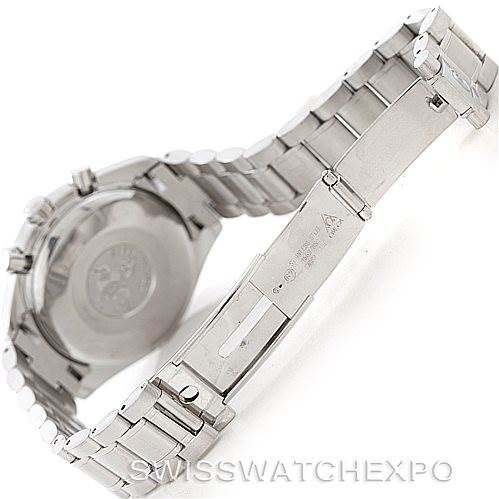 The image shows the clasp and partially the back of the Omega Speedmaster 3513.30.00 Men
s Stainless Steel Silver Dial 3513.30.00 Men
s Stainless Steel Silver Dial
s stainless steel bracelet.