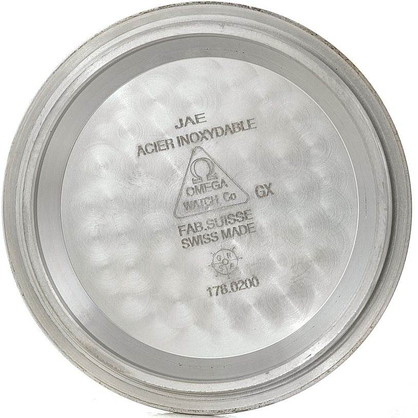 The image shows the interior side of the case back for an Omega Speedmaster 3506.31.00 Men
s Stainless Steel Silver Dial 3506.31.00 Men
s Stainless Steel Silver Dial watch.