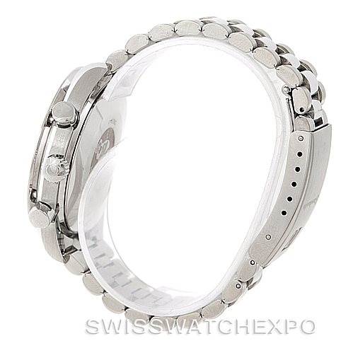 The image shows a side view of an Omega Speedmaster 3510.50.00 Men
s Stainless Steel Black Dial 3510.50.00 Men
s Stainless Steel Black Dial watch, focusing on the bracelet and side profile case including the crown and pushers.