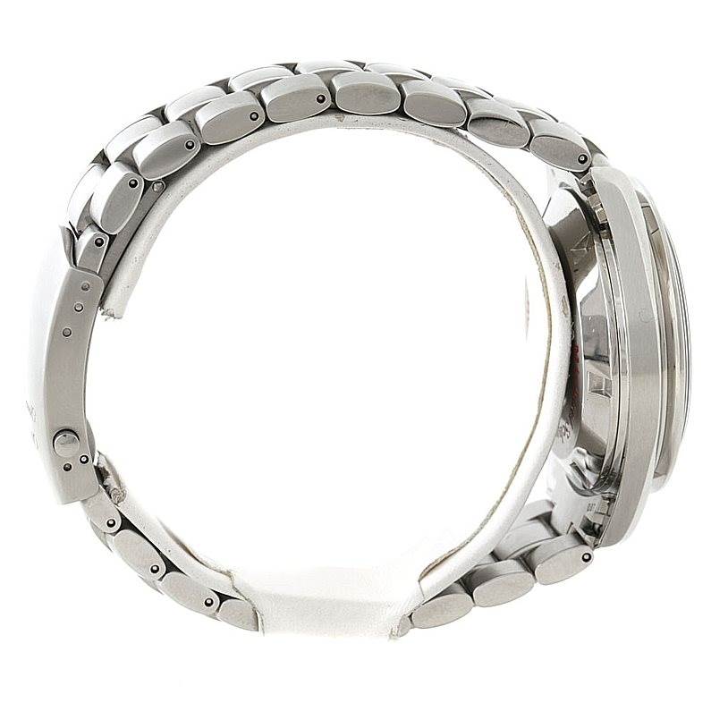 The image shows a side view of an Omega Speedmaster 3506.31.00 Men
s Stainless Steel Silver Dial 3506.31.00 Men
s Stainless Steel Silver Dial watch, highlighting the bracelet and case.