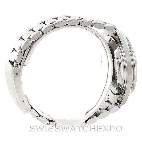 The image shows a side view of an Omega Speedmaster 3570.50.00 Men
s Stainless Steel Black Dial 3570.50.00 Men
s Stainless Steel Black Dial watch focusing on the bracelet and case.