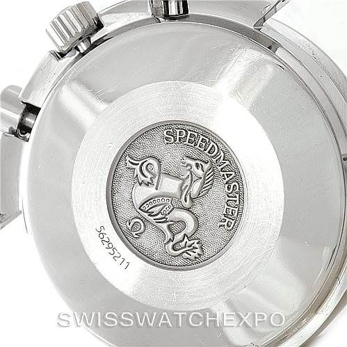 The image shows the case back of an Omega Speedmaster 3510.50.00 Men
s Stainless Steel Black Dial 3510.50.00 Men
s Stainless Steel Black Dial watch, featuring the Speedmaster logo and engraved details.