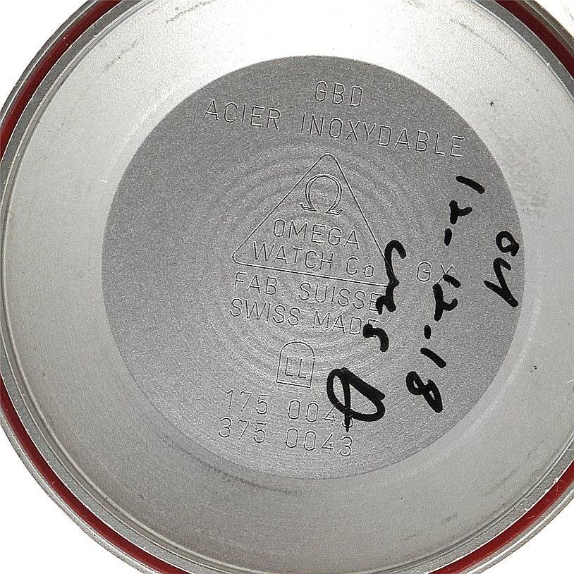 The image shows the inner case back of an Omega Speedmaster 3513.80.00 Men
s Stainless Steel Blue Dial 3513.80.00 Men
s Stainless Steel Blue Dial watch, featuring brand details and model numbers.