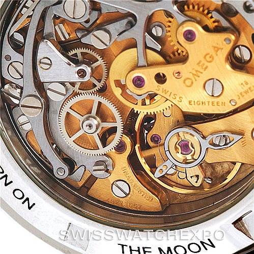 The image shows a close-up view of the movement and internal mechanics of an Omega Speedmaster 3592.50.00 Men
s Stainless Steel Black Dial 3592.50.00 Men
s Stainless Steel Black Dial watch.