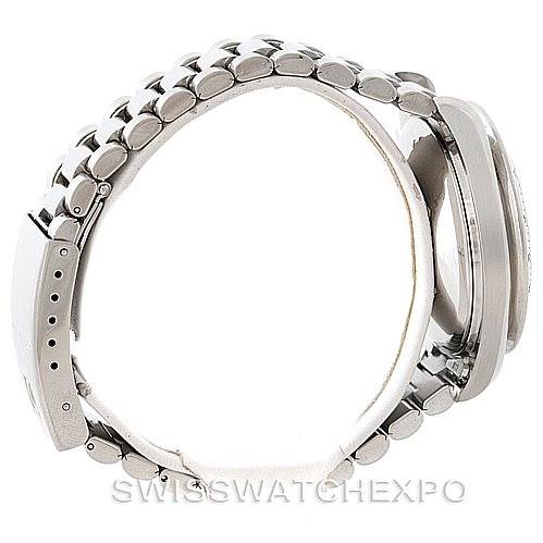 This image shows the side profile of an Omega Speedmaster 3513.80.00 Men
s Stainless Steel Blue Dial 3513.80.00 Men
s Stainless Steel Blue Dial watch, highlighting the bracelet and case.