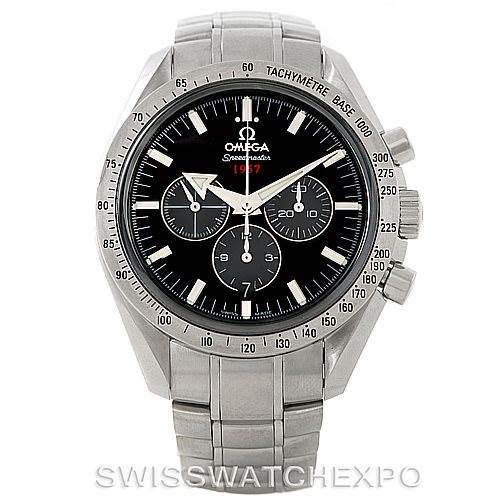 The Omega Speedmaster 321.10.42.50.01.001 Men
s Stainless Steel Black Dial 321.10.42.50.01.001 Men
s Stainless Steel Black Dial watch is shown from a front angle, displaying the dial, bezel, and bracelet.