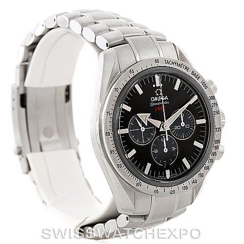 The Omega Speedmaster 321.10.42.50.01.001 Men
s Stainless Steel Black Dial 321.10.42.50.01.001 Men
s Stainless Steel Black Dial watch is shown from a three-quarter angle, highlighting the face, bezel, and stainless steel bracelet.