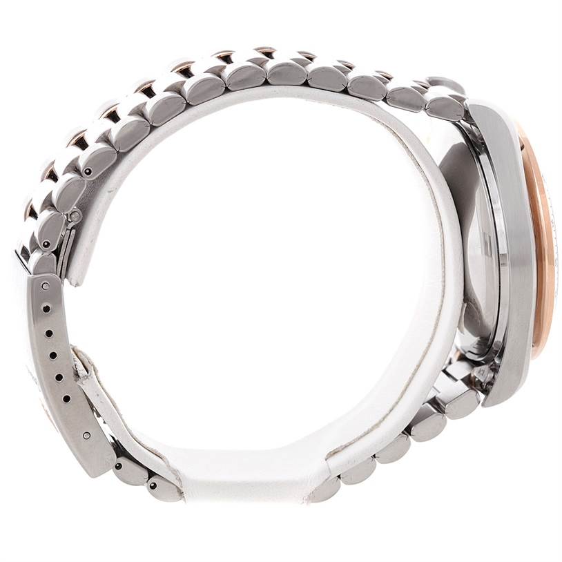 This image shows a side view of the Omega Speedmaster 3716.50.00 Men
s Stainless Steel Black Dial 3716.50.00 Men
s Stainless Steel Black Dial watch, focusing on the bracelet and case.