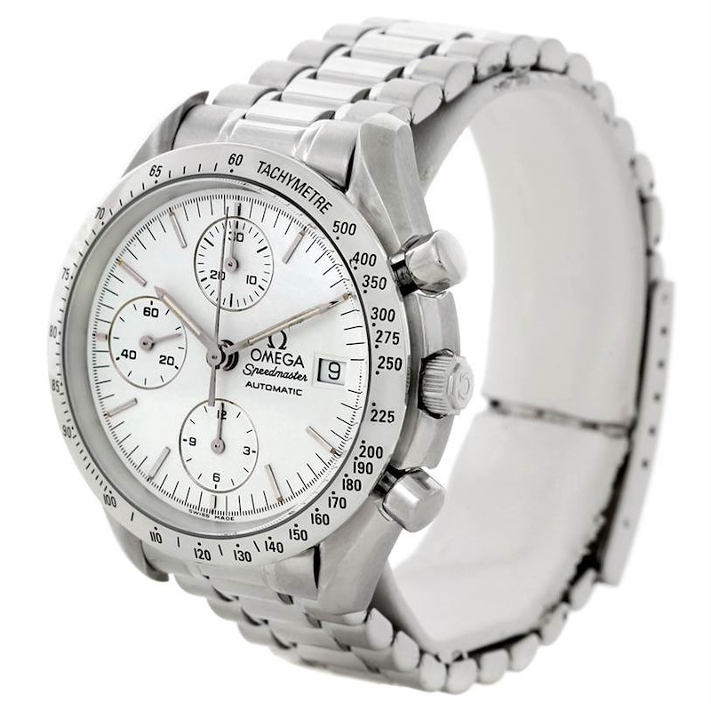 Omega Speedmaster Automatic Date White Dial Mens Watch SwissWatchExpo