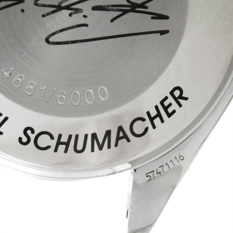 The image shows the back case of an Omega Speedmaster 3518.50.00 Men
s Stainless Steel Black Dial 3518.50.00 Men
s Stainless Steel Black Dial watch, focused on the limited edition number and text.