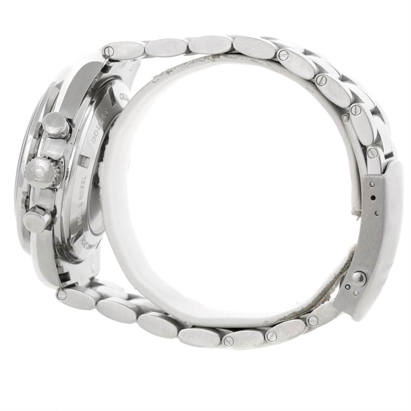 This image shows a side profile of an Omega Speedmaster 311.30.44.51.01.001 Men's Stainless Steel Black Dial 311.30.44.51.01.001 Men's Stainless Steel Black Dial, highlighting the bracelet and side buttons.