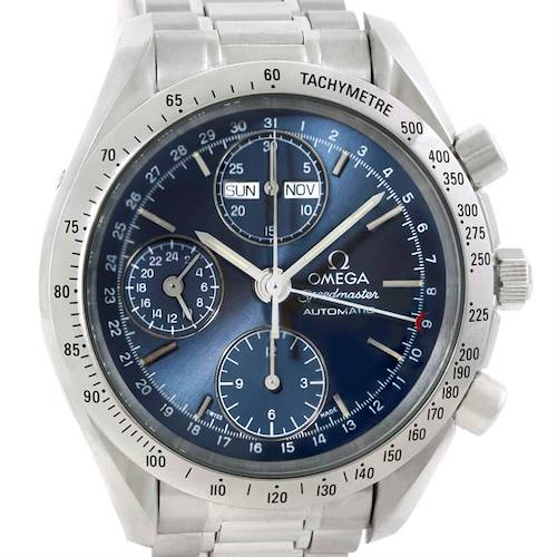 Photo of Omega Speedmaster Automatic Day Date Blue Dial Mens Watch 3523.80.00