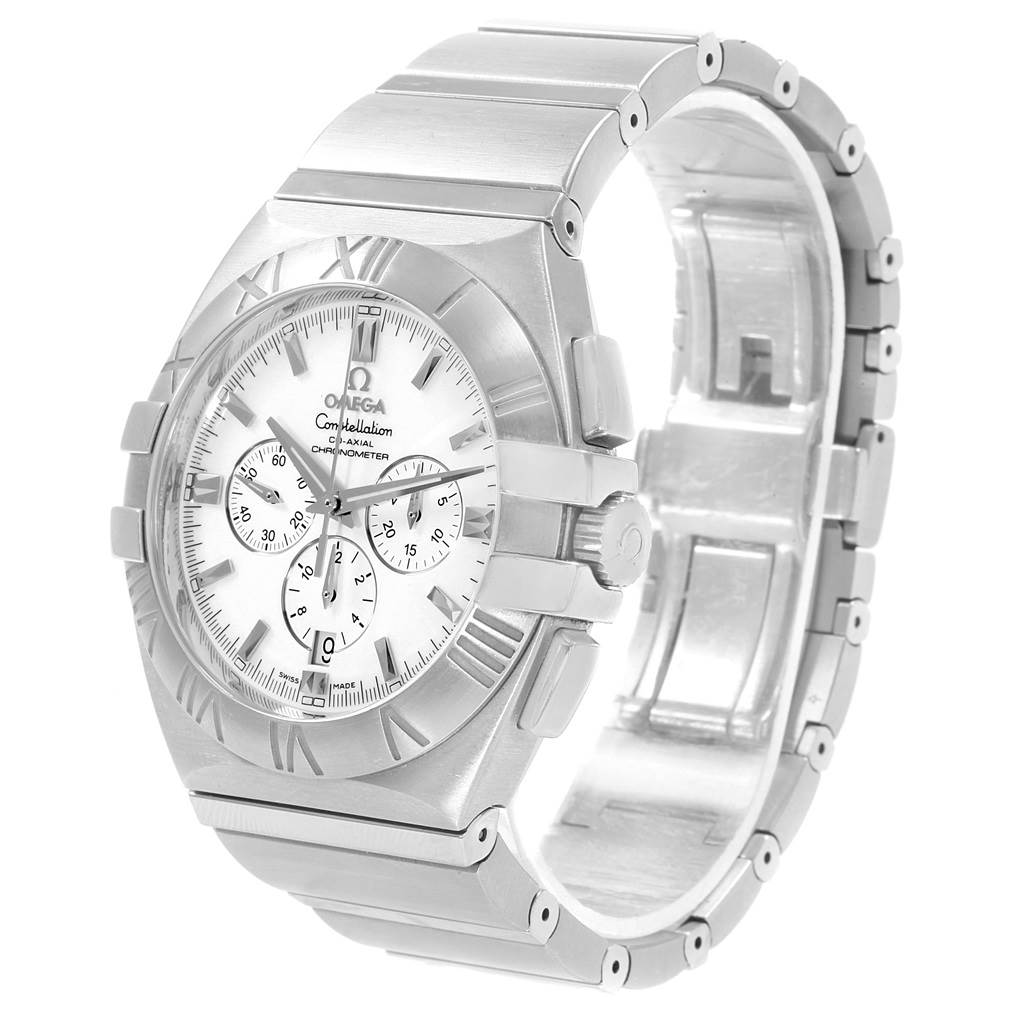 The image shows a front-side angle of the Omega Constellation 1514.20.00 Men
s Stainless Steel White Dial 1514.20.00 Men
s Stainless Steel White Dial watch, highlighting the face, bezel, and bracelet.