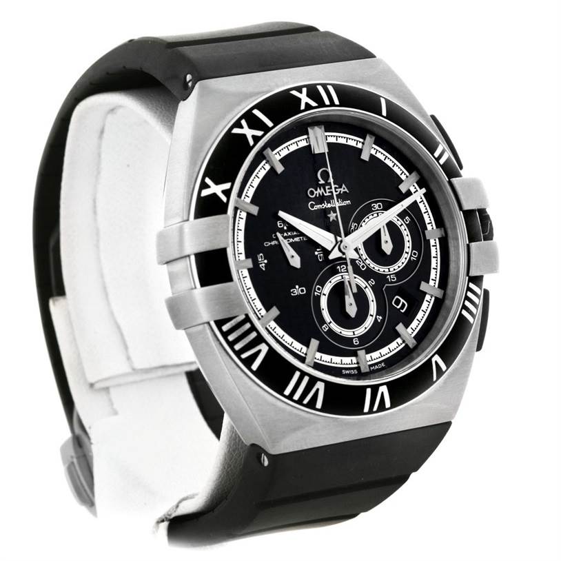 The image shows an Omega Constellation 121.92.41.50.01.001 Men's Titanium Black Dial 121.92.41.50.01.001 Men's Titanium Black Dial watch at a front-left angle, displaying its face, bezel, and strap.