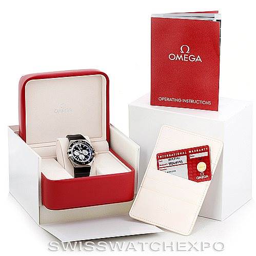 The image shows an Omega Constellation 1819.51.91 Men's Stainless Steel Black Dial 1819.51.91 Men's Stainless Steel Black Dial watch in its box, along with the operating instructions and warranty card.