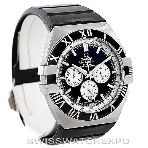 The image shows a front-angle view of the Omega Constellation 1819.51.91 Men's Stainless Steel Black Dial 1819.51.91 Men's Stainless Steel Black Dial watch, showcasing its face, bezel, and part of the strap.