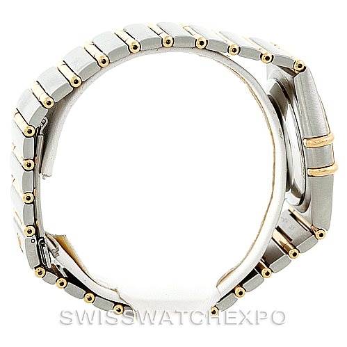 The image shows a side view of the stainless-steel and gold bracelet on an Omega Constellation 1202.30.00 Men's Steel and Gold (two tone) Silver Dial 1202.30.00 Men's Steel and Gold (two tone) Silver Dial watch.