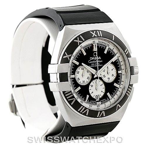 The image shows an angled front view of an Omega Constellation 1819.51.91 Men's Stainless Steel Black Dial 1819.51.91 Men's Stainless Steel Black Dial watch, highlighting its bezel, dial, and strap.