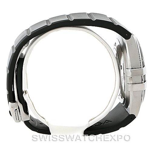 This is a side view of the Omega Constellation 1819.51.91 Men's Stainless Steel Black Dial 1819.51.91 Men's Stainless Steel Black Dial watch, showing its bracelet, clasp, and case side.