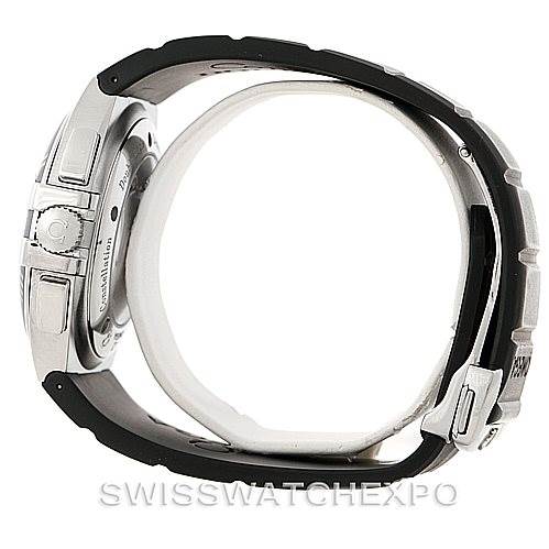 This image shows a side view of the Omega Constellation 1819.51.91 Men's Stainless Steel Black Dial 1819.51.91 Men's Stainless Steel Black Dial watch, highlighting the case, bezel, crown, and part of the strap.