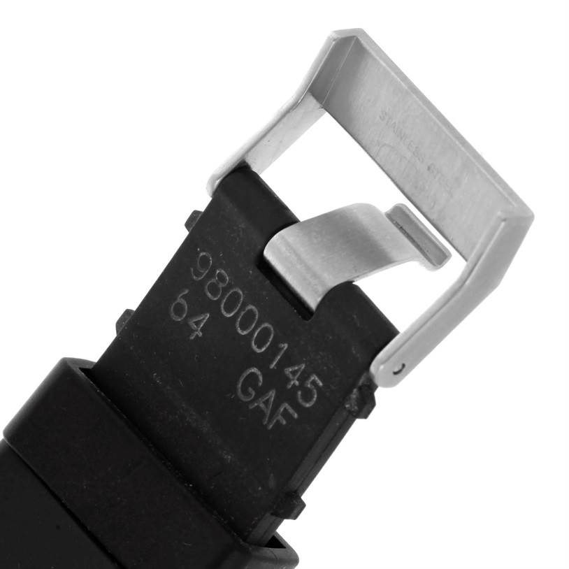 The image shows a close-up of the clasp end of the watch band for an Omega Planet Ocean 2907.50.91 Men
s Stainless Steel Black Dial 2907.50.91 Men
s Stainless Steel Black Dial model.